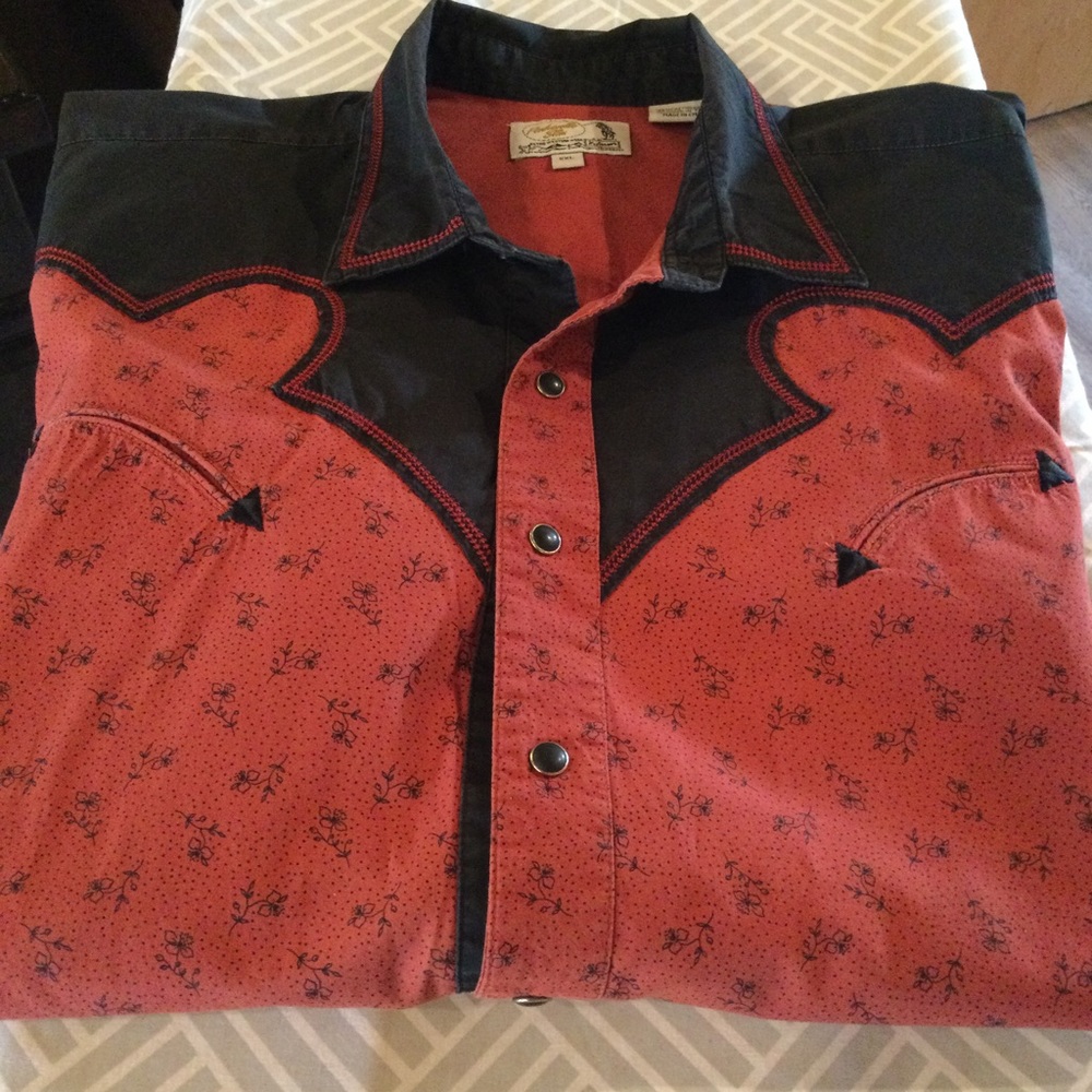 Panhandle Slim Red and Black Western Casual Shirt
